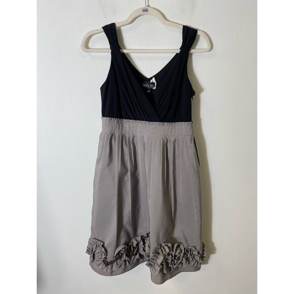 Night Way Collections Black Gray Color Block Knee Length Dress Sz 6 - Picture 1 of 3